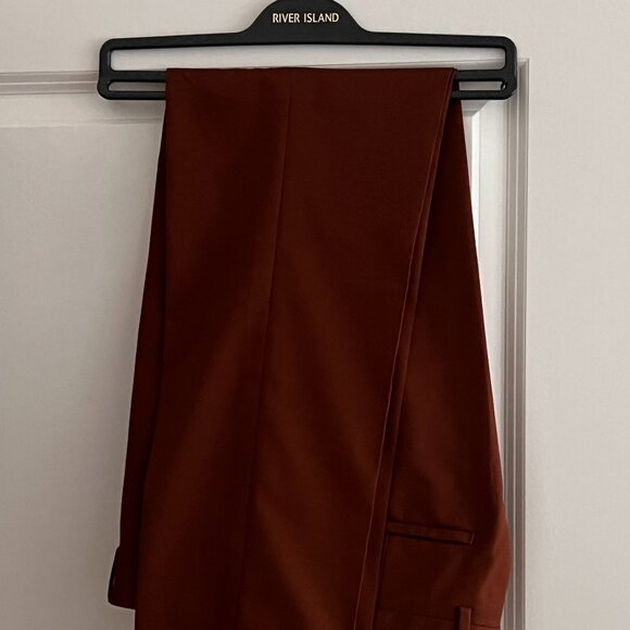 Men's River Island Brown Skinny Suit Pants - Picture 1 of 2